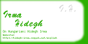 irma hidegh business card